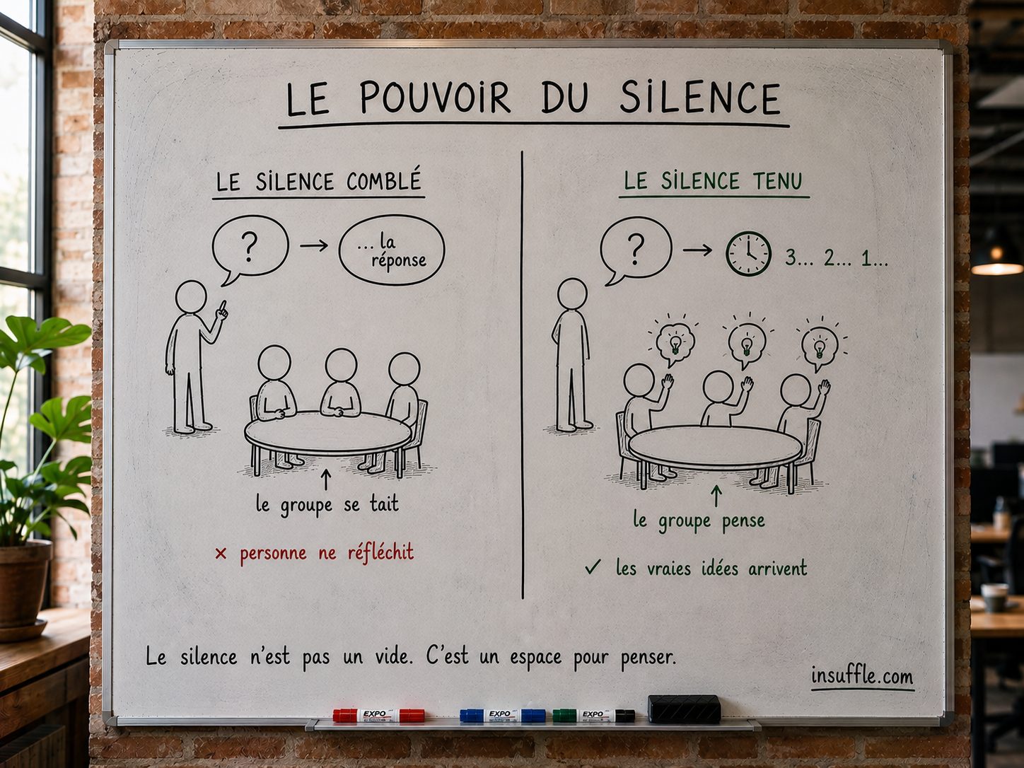 Le silence tenu laisse à chacun le temps de penser avant que le groupe ne tranche